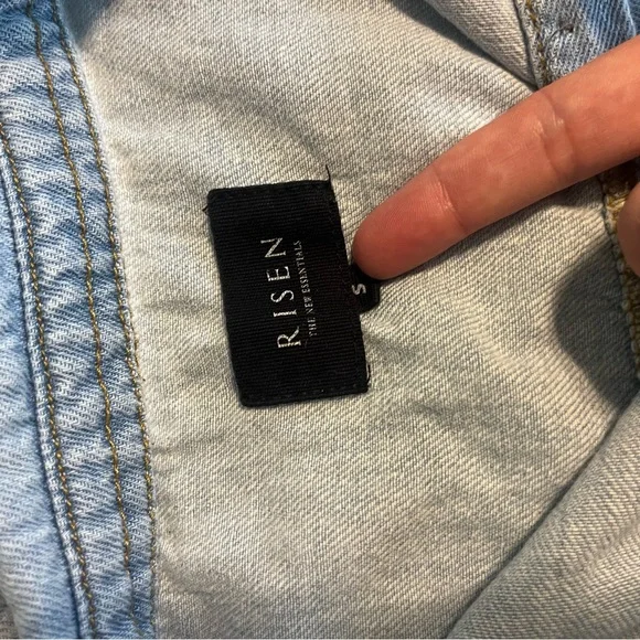 RISEN Womens Jean Denim Shirt Sleeveless Denim Button-Up Shirt Casual Small - Picture 10 of 12